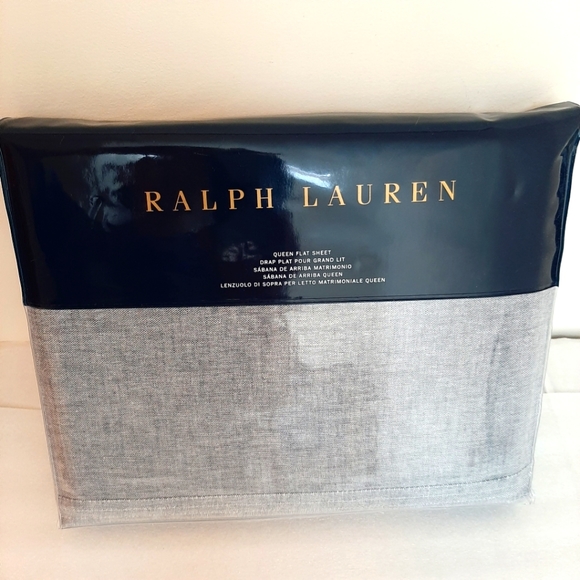Ralph Lauren Queen Cary Oakview Flat Sheet Essex Blue MSRP $145 - Picture 3 of 10